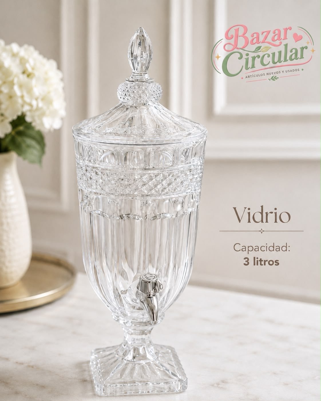 Dispenser de vidrio de 3 litros