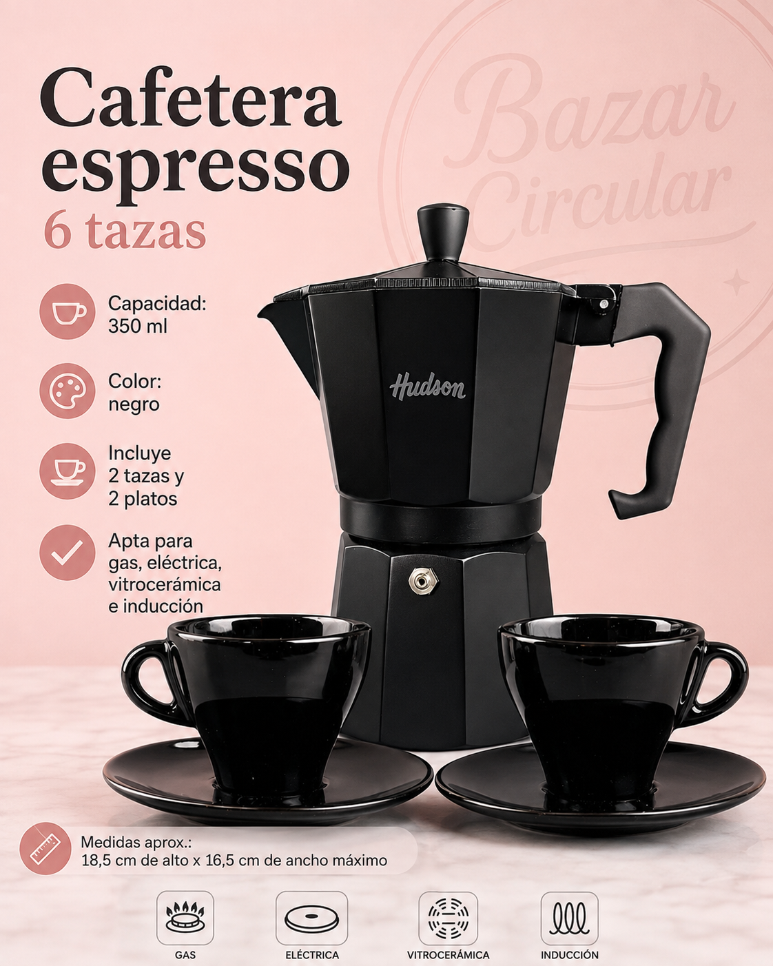 Set de cafetera con tazas Hudson