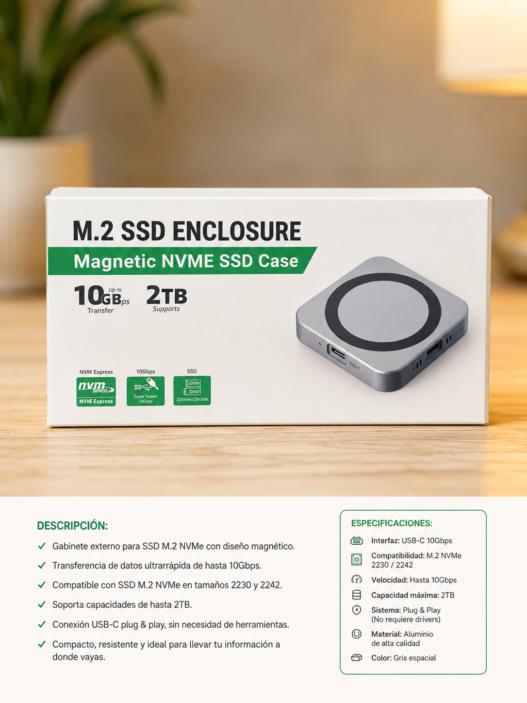 Carcasa case ssd magnético ultrarapido