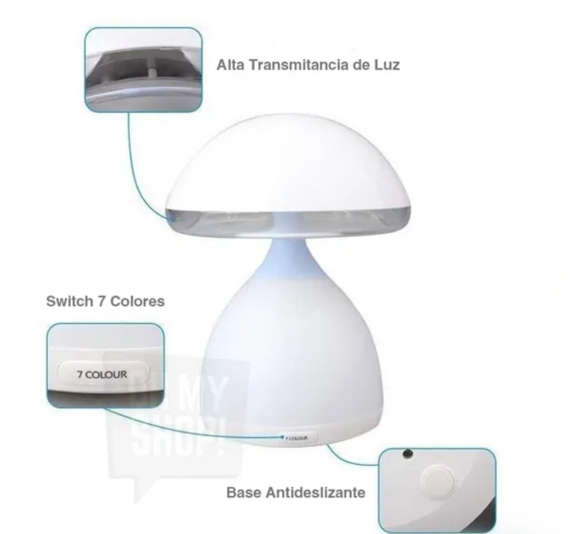 Lámpara led, hongo 7 colores