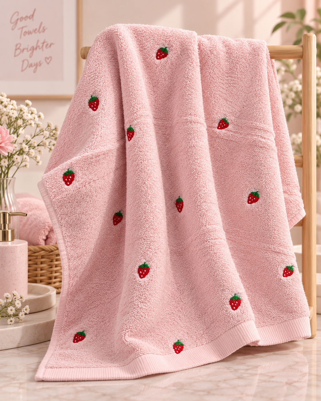 Toalla con aplique frutilla